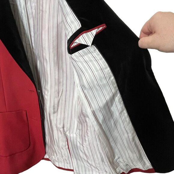 Racil Suit Jacket Virgin Wool 2 Button Jacket Red Black Blazer Size US 4 - Picture 9 of 13